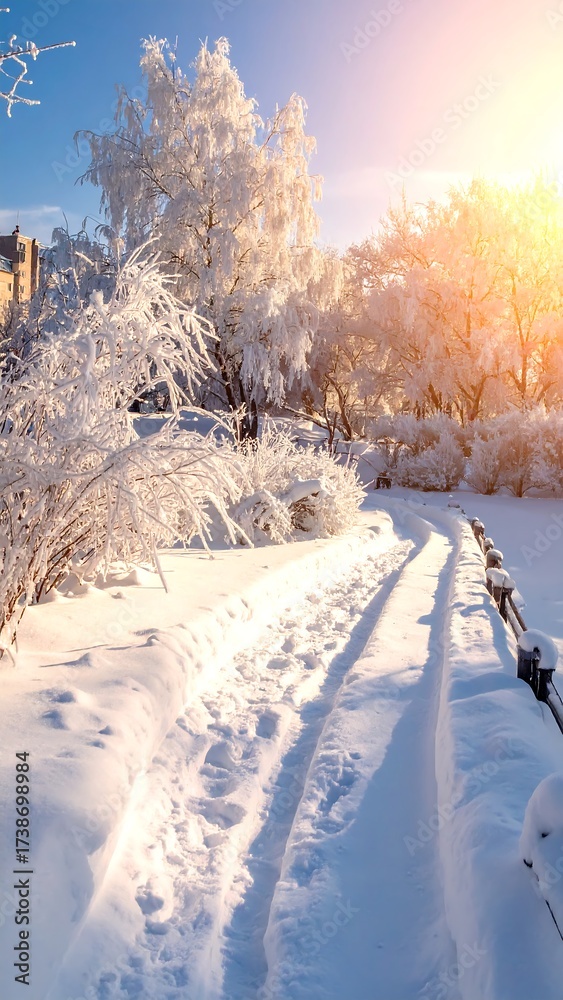 Obraz premium Winter wonderland path (1)