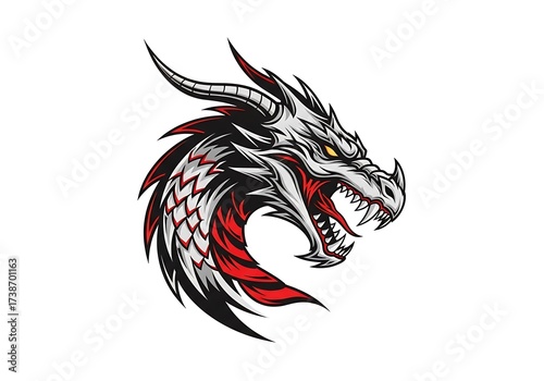 Wallpaper Mural Powerful Dragon Head Graphic Design. Torontodigital.ca