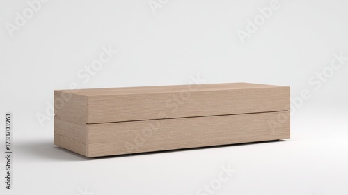 Light Beige Wooden Block Coffee Table