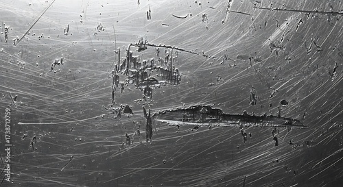 Detailed Close-up of a Metal Surface with Scratches and Marks.