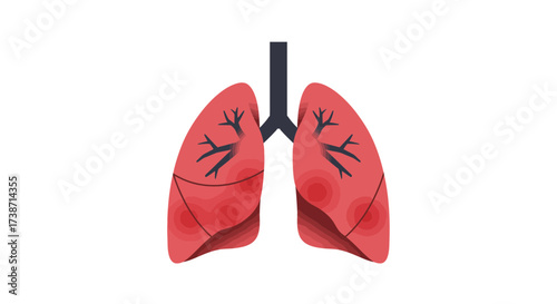 Detailed illustration of human lungs showing bronchioles and alveoli, symbolizing health and respiratory function for medical science