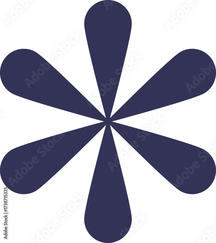 A sixpetal dark blue abstract flower logo on a white background