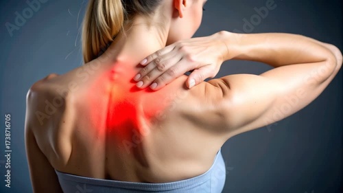 Woman experiencing upper back pain