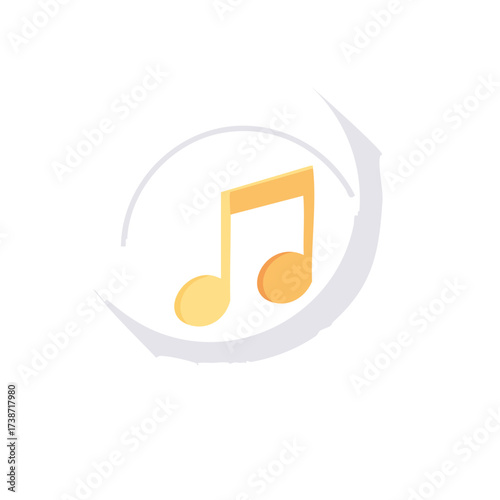 Yellow music note with light gray circle stroke