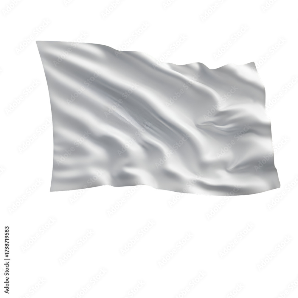 Fototapeta premium Waving White Flag on Black Background