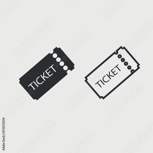 Minimalist Ticket icon- black outline admission symbol
