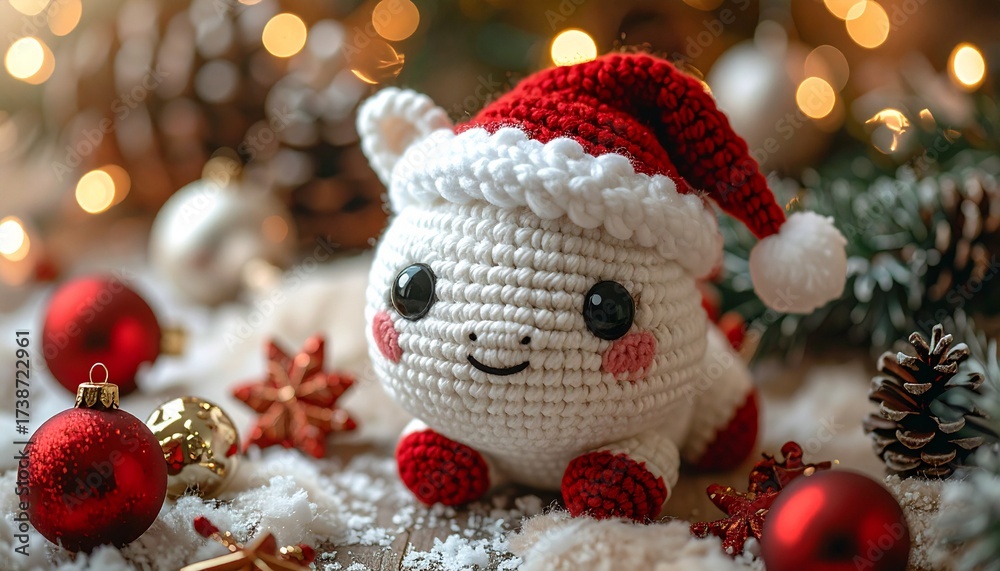 custom made wallpaper toronto digitalCute handmade crochet monster unicorn toy, colorful yarn, whimsical design, studio or lifestyle setting.