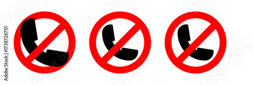 No Phone Call Icons Indicating Telecommunication Restrictions and Prohibited Usage