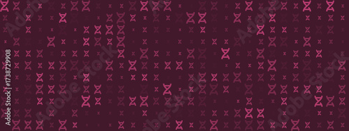 Modern Abstract Geometric Pattern Featuring Stylized DNA Double Helix Shapes in Varying Sizes and Opacity, Creating a Dynamic Background in Shades of Pink and Purple
