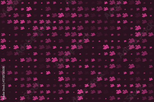 Seamless pattern of playful pink and purple ghost figures floating on a dark, mysterious background, ideal for Halloween and spooky designs