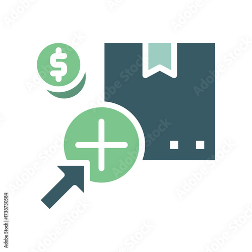 An icon depicts a box coins and a plus symbol with a cursor