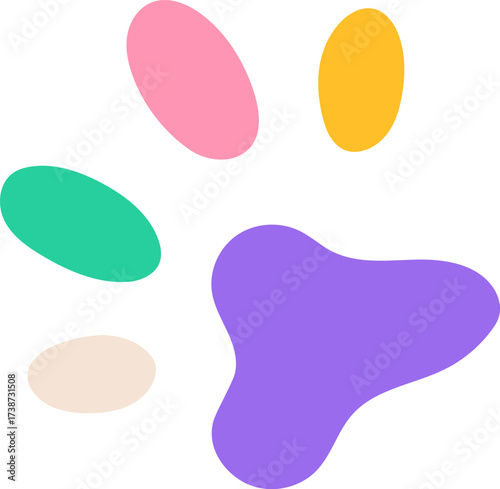 Abstract paw print made of colorful rounded shapes