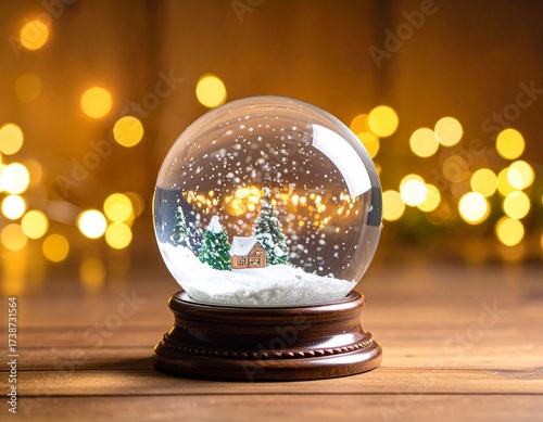 Close-Up of Magical Christmas Snow Globe