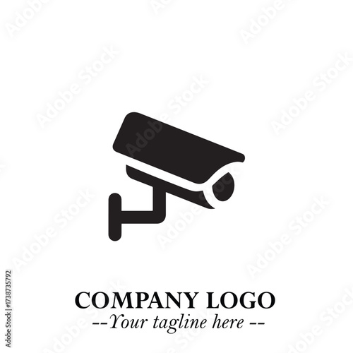 Black and White CCTV Logo Illustration in Minimalist Modern Vector Design for Security and Surveillance
