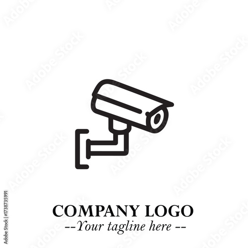 Black and White CCTV Logo Illustration in Minimalist Modern Vector Design for Security and Surveillance