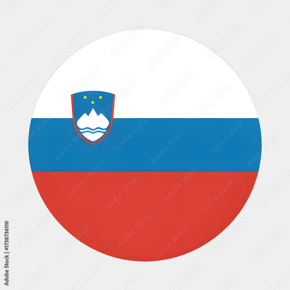 Fototapeta premium Proudly display Slovenian pride with this vibrant circular national flag emblem, perfect for patriotic events and national pride.