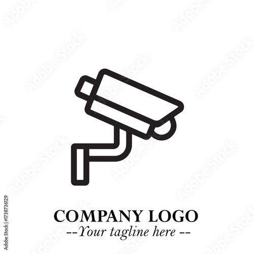 Black and White CCTV Logo Illustration in Minimalist Modern Vector Design for Security and Surveillance