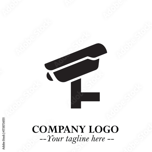 Black and White CCTV Logo Illustration in Minimalist Modern Vector Design for Security and Surveillance