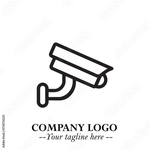 Black and White CCTV Logo Illustration in Minimalist Modern Vector Design for Security and Surveillance