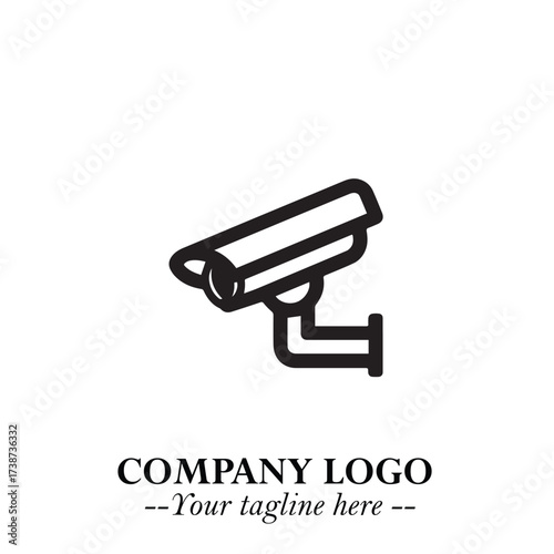 Black and White CCTV Logo Illustration in Minimalist Modern Vector Design for Security and Surveillance