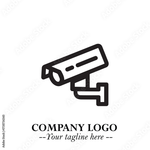 Black and White CCTV Logo Illustration in Minimalist Modern Vector Design for Security and Surveillance