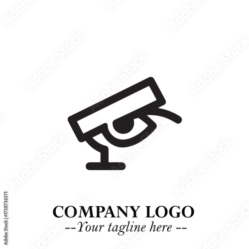 Black and White CCTV Logo Illustration in Minimalist Modern Vector Design for Security and Surveillance