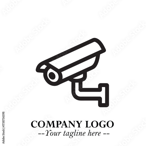 Black and White CCTV Logo Illustration in Minimalist Modern Vector Design for Security and Surveillance