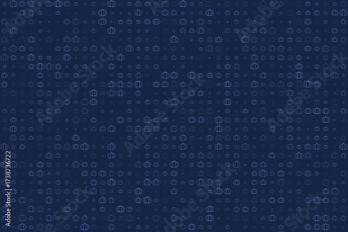 Seamless pattern of varying blue pumpkin outlines on a dark indigo background, ideal for autumn, Halloween, or festive seasonal designs.