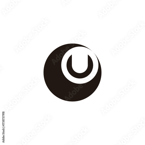 Letter U in moon geometric symbol simple logo vector