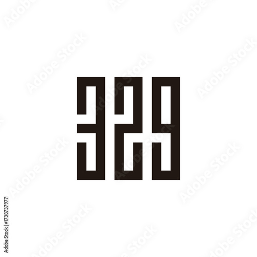 Number 3, 2 and 9 square geometric symbol simple logo vector