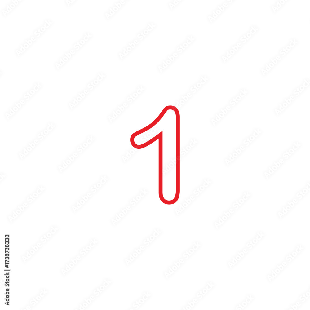 Obraz premium Number 1 line, red geometric symbol simple logo vector