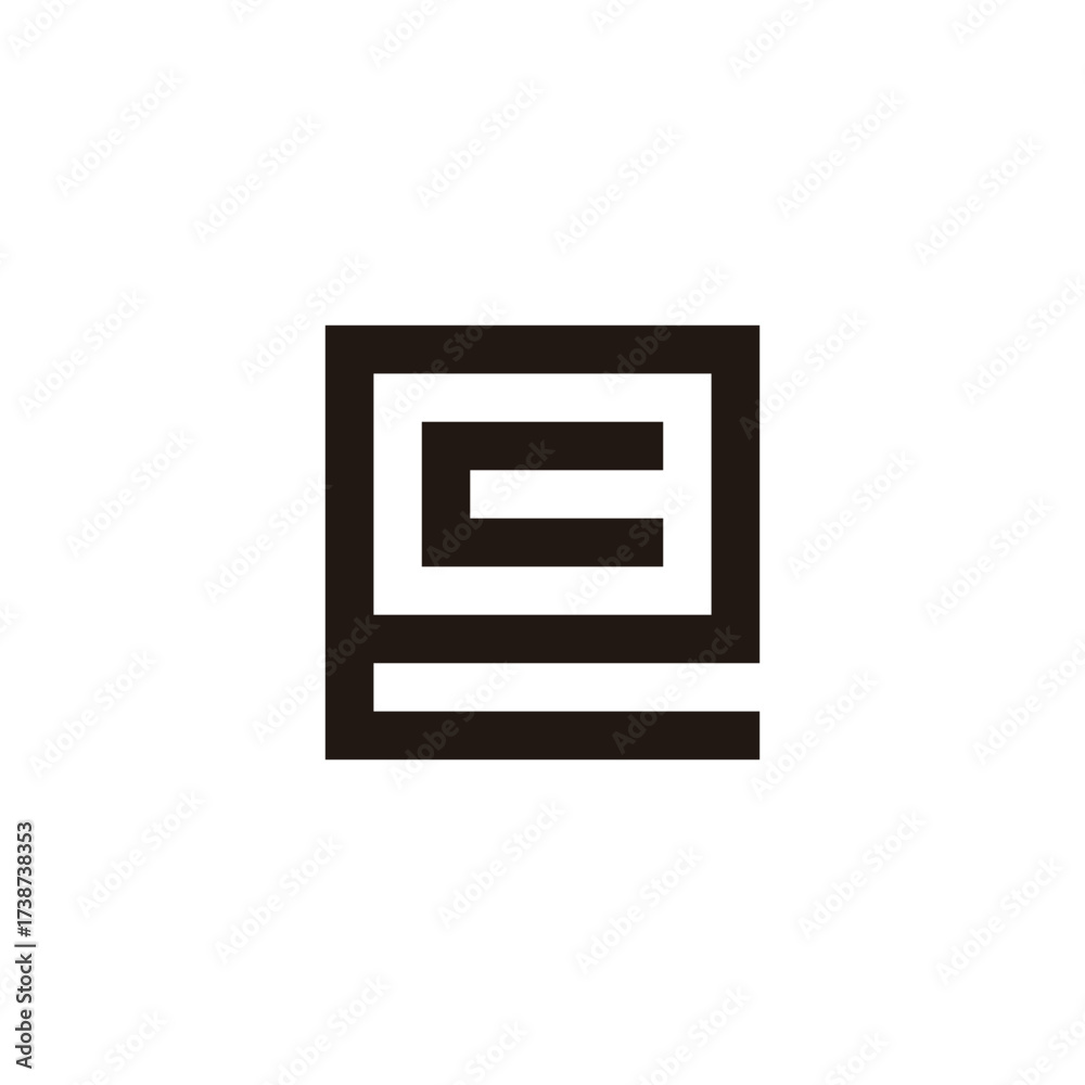 Fototapeta premium Letter c in e square geometric symbol simple logo vector
