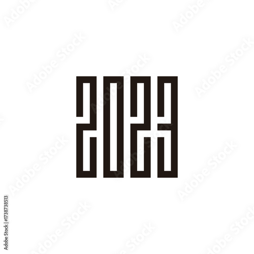 Number 2, 0, 2 and 3 square, rectangle geometric symbol simple logo vector