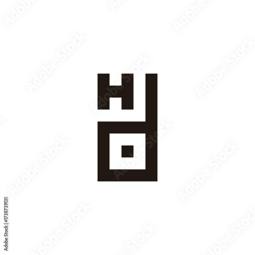Letter H and d square, rectangle geometric symbol simple logo vector