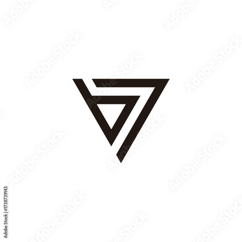 Free Download Letter b and number 7 triangle geometric symbol simple logo vector - GFXLoad