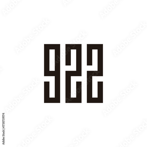 number 9, 2 and 2 square, rectangle geometric symbol simple logo vector