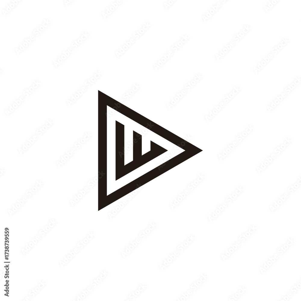 Fototapeta premium Letter w in D, triangle geometric symbol simple logo vector