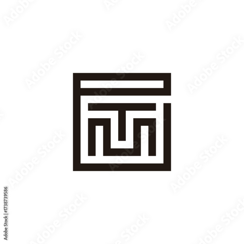 Letter T and M in e square geometric symbol simple logo vector