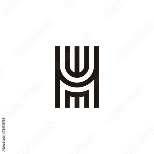 Letter H, M and w square, circle geometric symbol simple logo vector