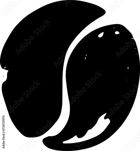 Black abstract Sshape with textured right side