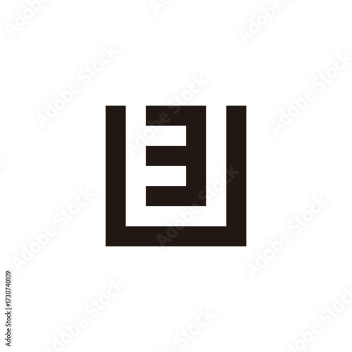 Number 3 in letter U square geometric symbol simple logo vector