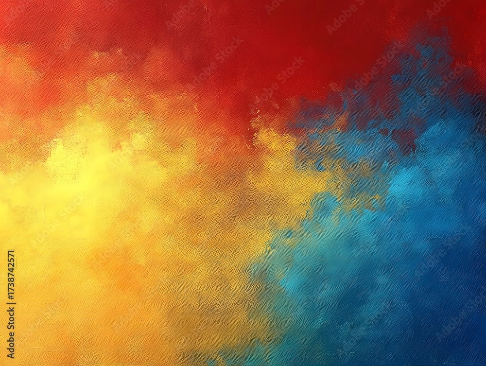 Obraz premium Abstract vibrant colors painting background with red, yellow and blue texture, canvas