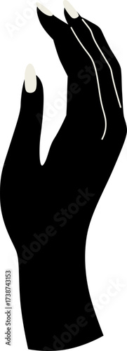 Black hand with white fingernails reaching up