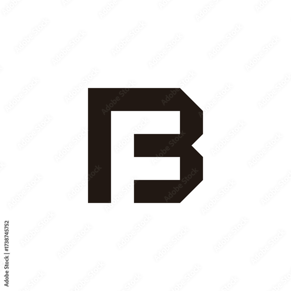 Fototapeta premium Letter F in B, square geometric symbol simple logo vector