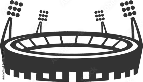Stadium with floodlights outline. Minimal vector design of night sports venue
