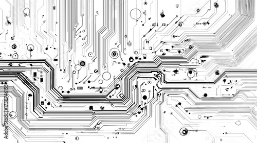 An abstract image depicts the intricate design and pattern of a computer circuit board, resembling neural connections and systems.