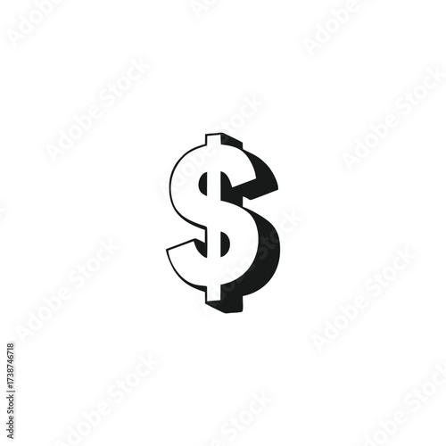 Dollar as, 3d geometric symbol simple logo vector