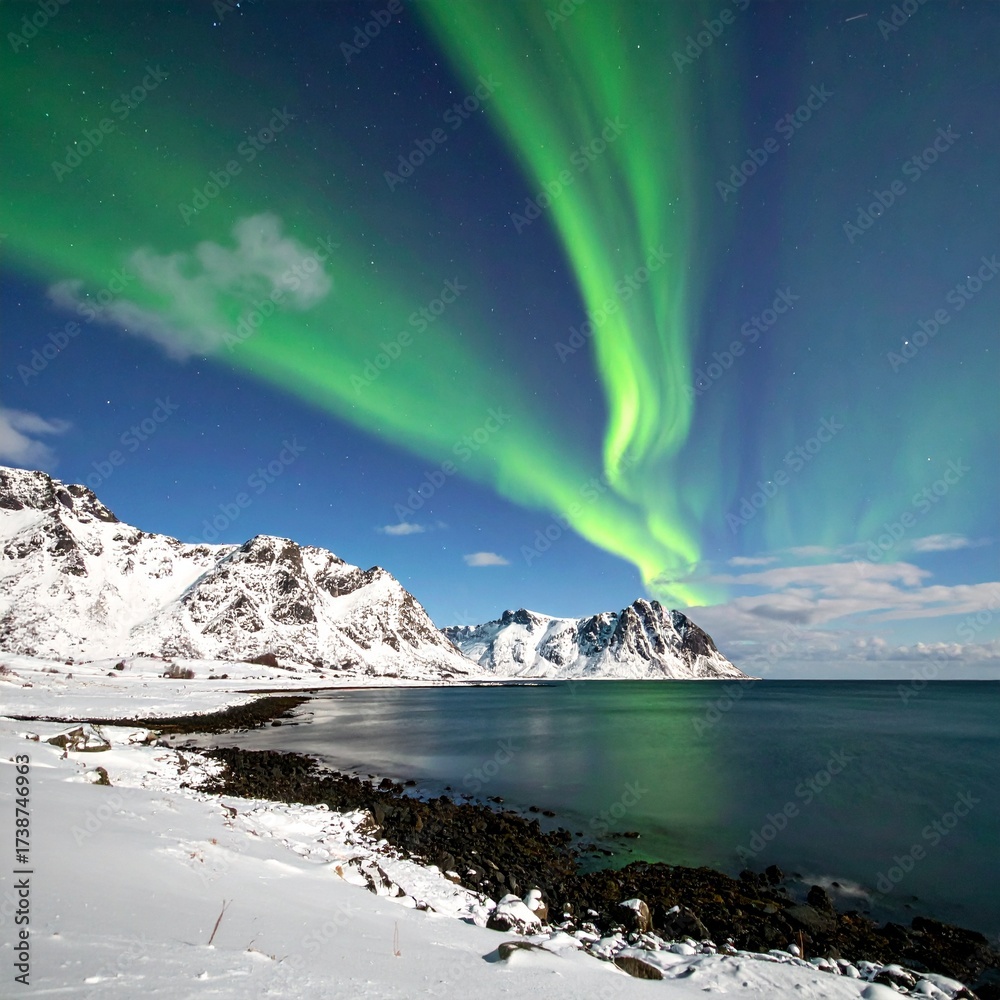 Naklejka premium aurora borealis combined with prismatic light dispersion 