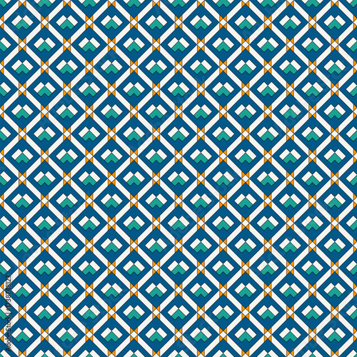 Diamond grid seamless pattern. Ethnic, tribal surface print. Geometric ornament. Repeated rhombuses background. Ornamental folk wallpaper. Geo vector abstract illustration