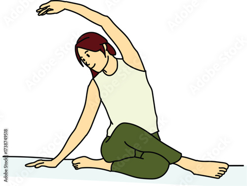 Woman doing yoga on the yoga pad